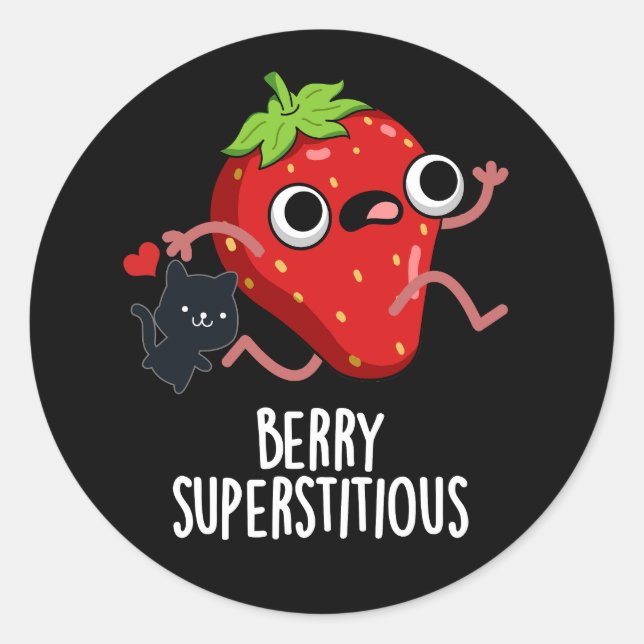 Adesivo Berry Superstitious Funny Fruta Pun Dark BG (Frente)