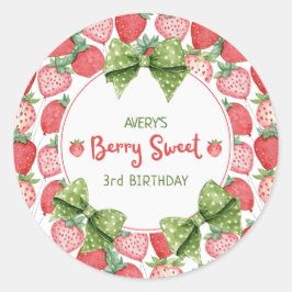 Adesivo Berry Sweet 3rd Birthday Strawberry Party 