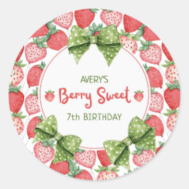 Adesivo Berry Sweet 7th Birthday Strawberry Party 