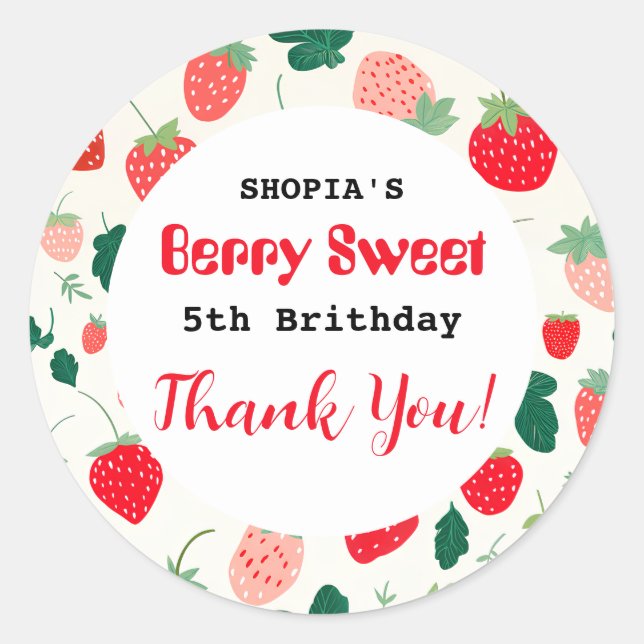 Adesivo Berry Sweet Birthday Convite (Frente)