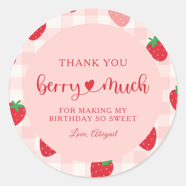 Adesivo Berry Sweet Birthday Obrigado Sticker (Frente)