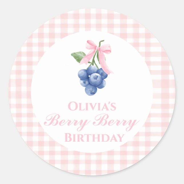 Adesivo Berry Sweet blueberry Arco Rosa Gingham (Frente)