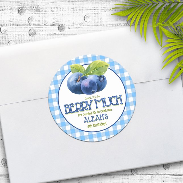 Adesivo Berry Sweet Blueberry Festa de aniversário Obrigad (Criador carregado)