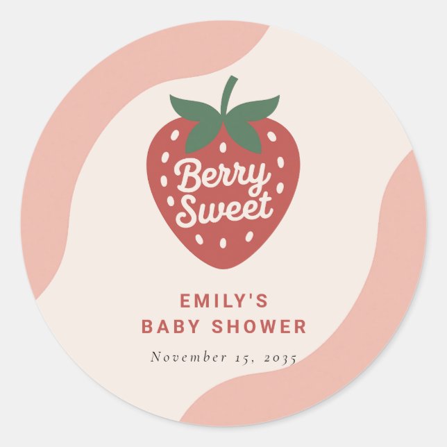 Adesivo Berry Sweet Cute Baby Shower (Frente)