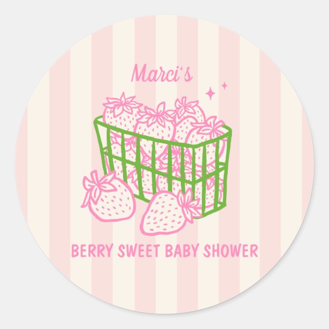 Adesivo Berry Sweet Doodle Pink Green Girl Baby Shower (Frente)