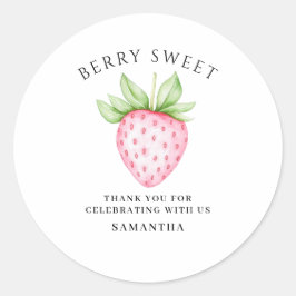 Adesivo Berry Sweet Pink Strawberry Watercolor Baby Shower