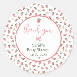 Adesivo Berry Sweet Strawberry Baby Shower Thank You