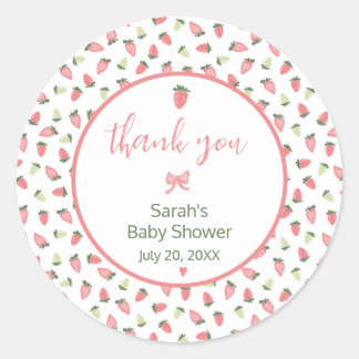 Adesivo Berry Sweet Strawberry Chuveiro de Bebê Obrigado