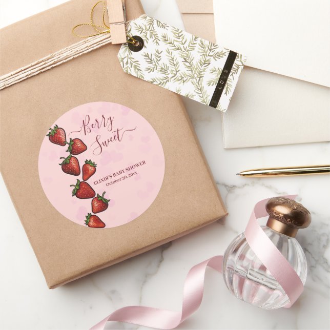 Adesivo Berry Sweet Strawberry Heart Chá de fraldas (Presentear)