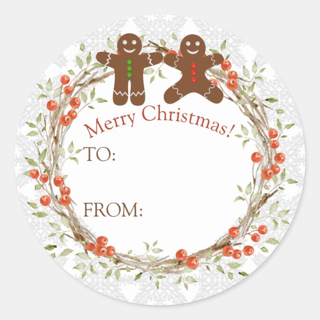 Adesivo Berry Wreath De Natal Gingerbird Para De (Frente)
