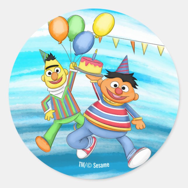 Adesivo Bert e Ernie Birthday Balloons (Frente)