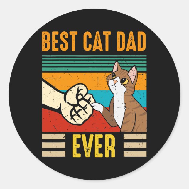 Adesivo Best Cat Dad Ever Tee Funny Cat Daddy Father Day  (Frente)