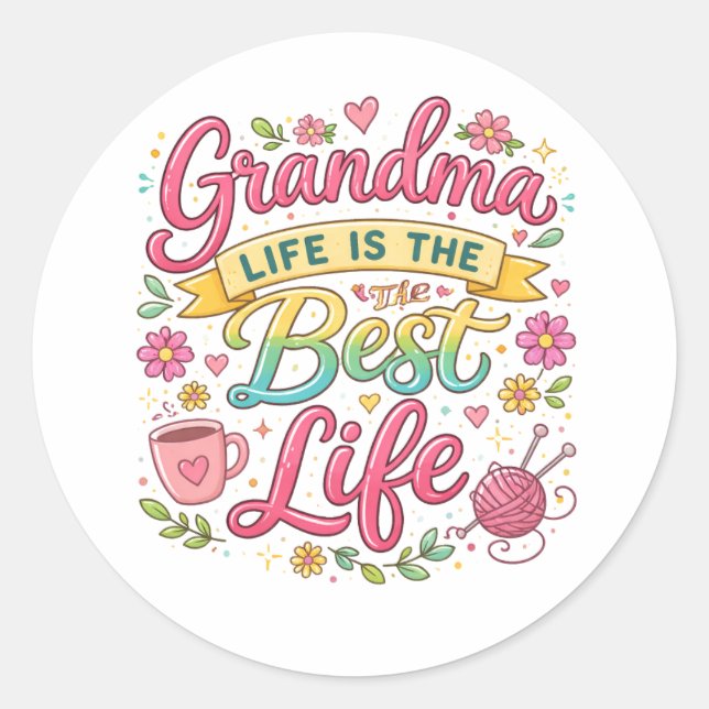 Adesivo Best Grandma Ever | Happy Grandparents Day Cute (Frente)
