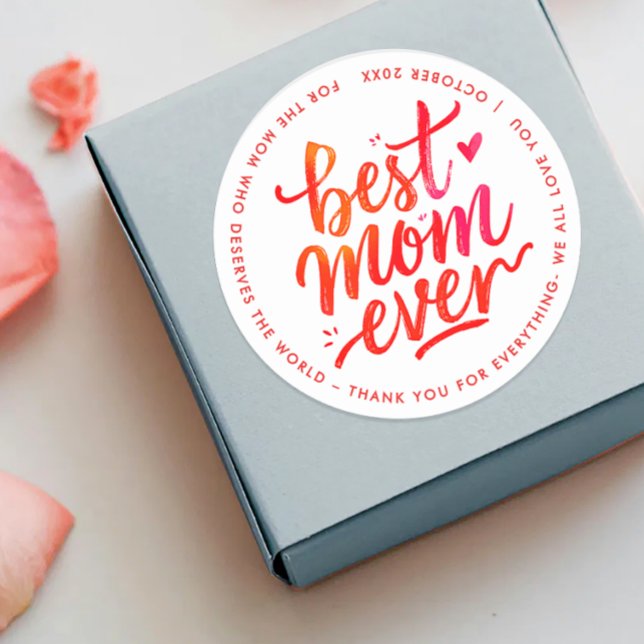 Adesivo Best Mom Ever Modern Red And White Brush Script (Criador carregado)