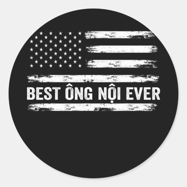 Adesivo Best Ong Noi Ever USA Flag Avô Vietnamita (Frente)