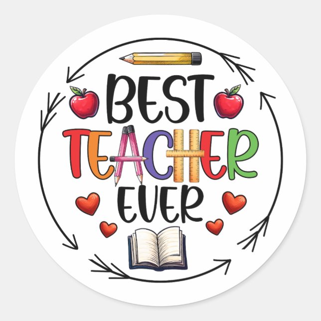 Adesivo Best Teacher Ever Sticker – Fun Appreciation (Frente)