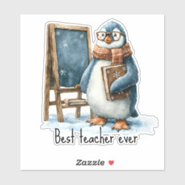 Adesivo Best Teacher Ever Winter Penguin Design