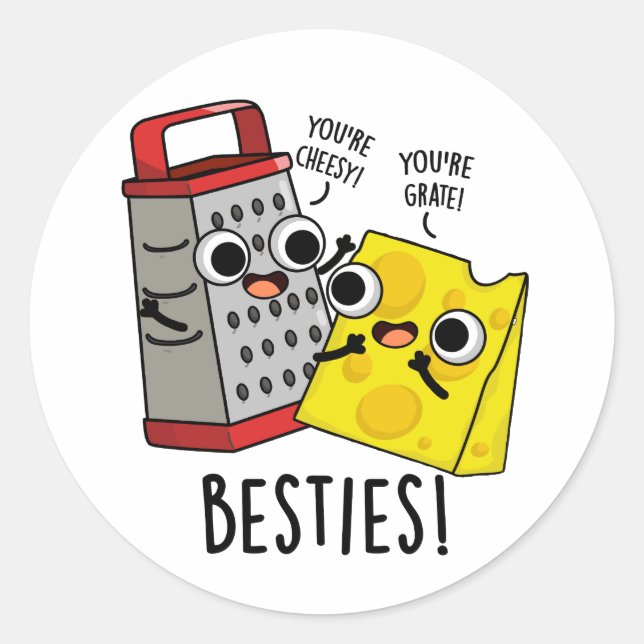 Adesivo Besties Engraçado Queijo Grater Pun (Frente)