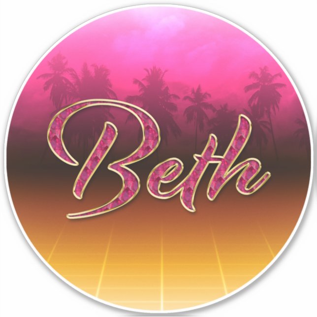 Adesivo Beth Vorname Name golden pink Aufkleber Sticker (Frente)