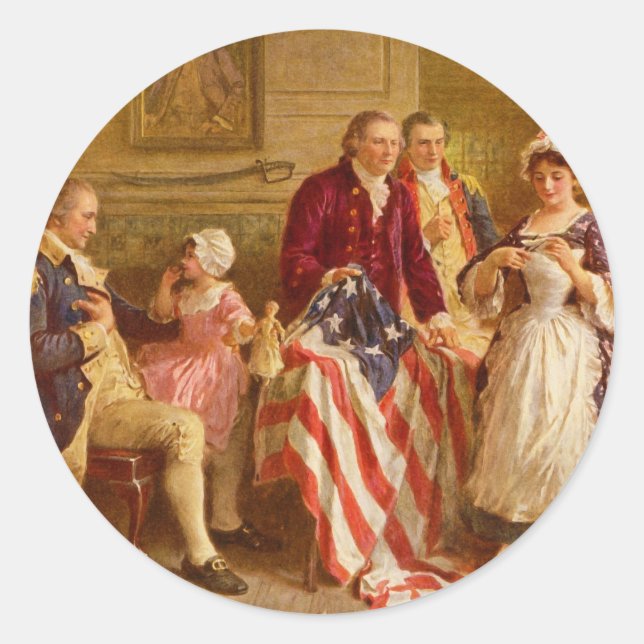Adesivo Betsy Ross 1777, por Jean Leon Gerome Ferris (Frente)