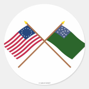 Adesivo Betsy Ross cruzado e bandeiras verdes dos meninos