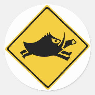 Adesivo Beware dos javalis, sinal de tráfego, Japão