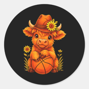 Adesivo Bezerro de basquete fofo de vaca das Terras Altas