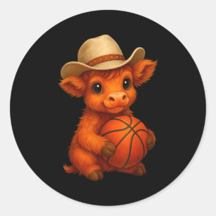 Adesivo Bezerro fofa de basquete de boi das Terras Altas a