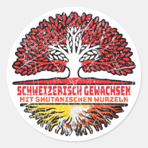 Adesivo Bhutan Bhutanisch Schweizer Schweiz Baum Wurzel