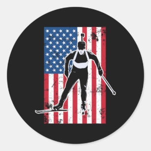 Adesivo Biathlon American Flag 2 Usa Gift - Equipe de Biat