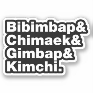 Adesivo Bibimbap & Chimaek & Gimbap & Kimchi. Comidas core
