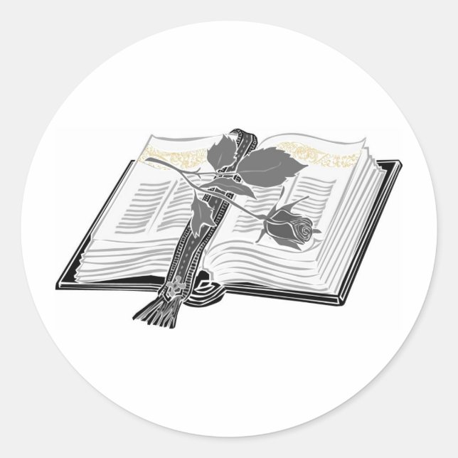 Adesivo Bíblia Preta e Branca com Ênfase Rosa (Frente)