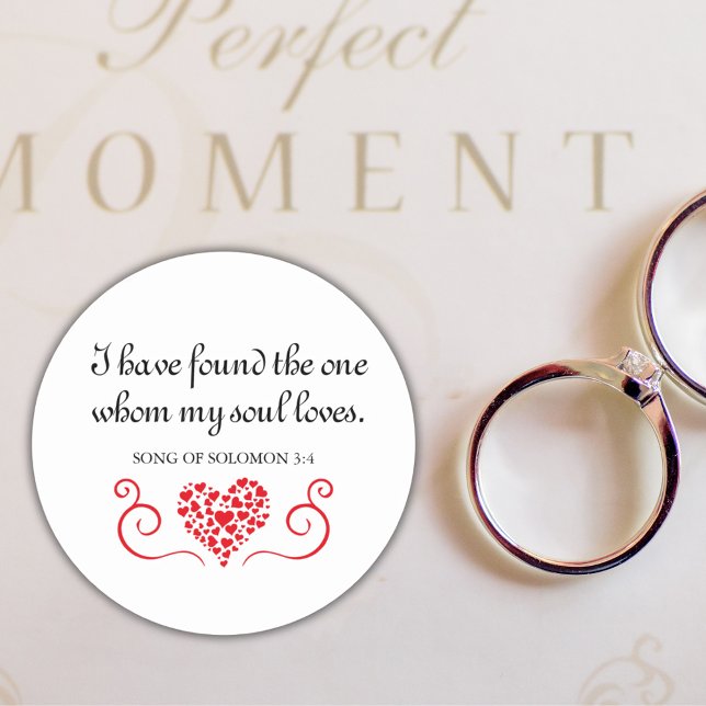 Adesivo Bíblia Verse ✝️ Encontrou O Que Minha Alma Adora (Bible Verse ✝️ Found The One My Soul Loves Classic Round Sticker)