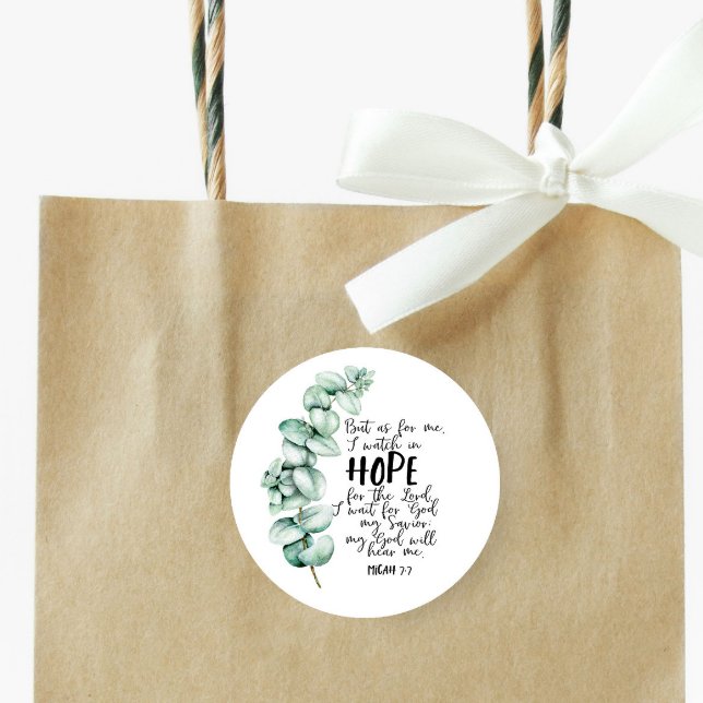 Adesivo Bíblia Verse Hope - Vinheta Redonda Eucalyptus (Criador carregado)