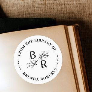 Adesivo Biblioteca de Iniciais Botânicas Redondas Clássica