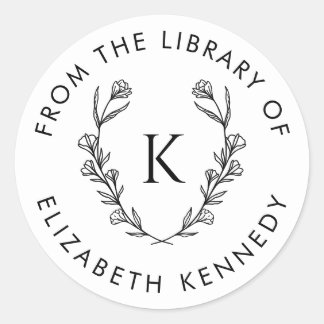 Adesivo Biblioteca inicial redonda Floral Botânica