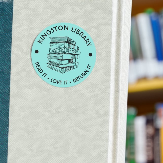 Adesivo Biblioteca Municipal Leia Amo Devolva Customize (Town Library Read It Love it Return It Customize Classic Round Sticker)