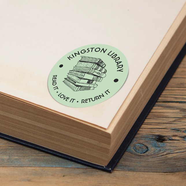 Adesivo Biblioteca Municipal Leia Amo Devolva Customize (Town Library Read It Love it Return It Customize Classic Round Sticker)