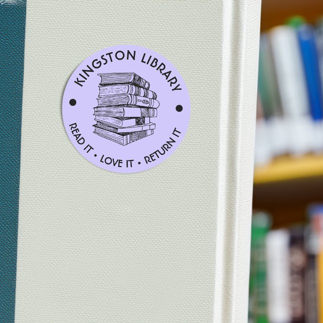 Adesivo Biblioteca Municipal Leia Amo Devolva Personalizar (Town Library Read It Love it Return It Customize Classic Round Sticker)