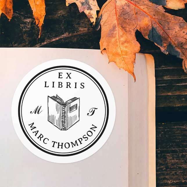 Adesivo Biblioteca Personalizada do Monograma Clássico do  (Criador carregado)