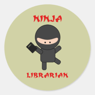 Adesivo Bibliotecário de Ninja com livro