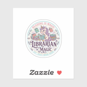 Adesivo Bibliotecário Unicórnio de Magia Gráfico de Produt