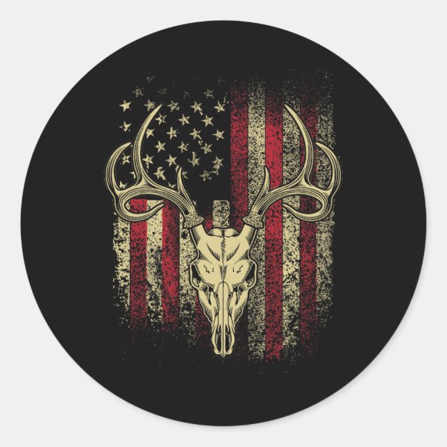 Adesivo Bichas E Crânio De Um Velho Bandeira Americano H (Frente)
