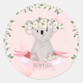 Adesivo Bicho-branco Koala Floral rosa-rosa