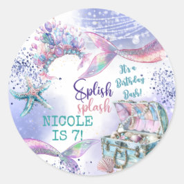 Adesivo Bicho de aniversário da sereia mágica de esplash