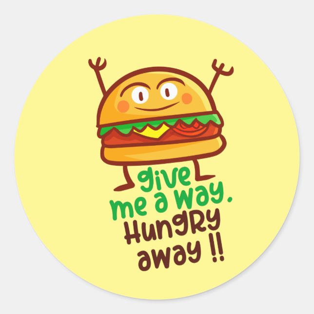 Adesivo Bicho de Burger Round, Fome Fresco, Gelado (Frente)