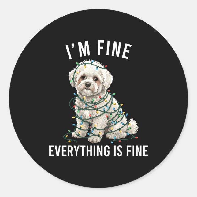 Adesivo Bichon Frise Christmas I'm Fine Everything Is Fine (Frente)