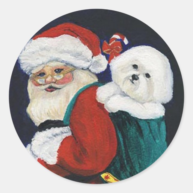 Adesivo Bichon Frise e Santa Claus Art Sticker (Frente)