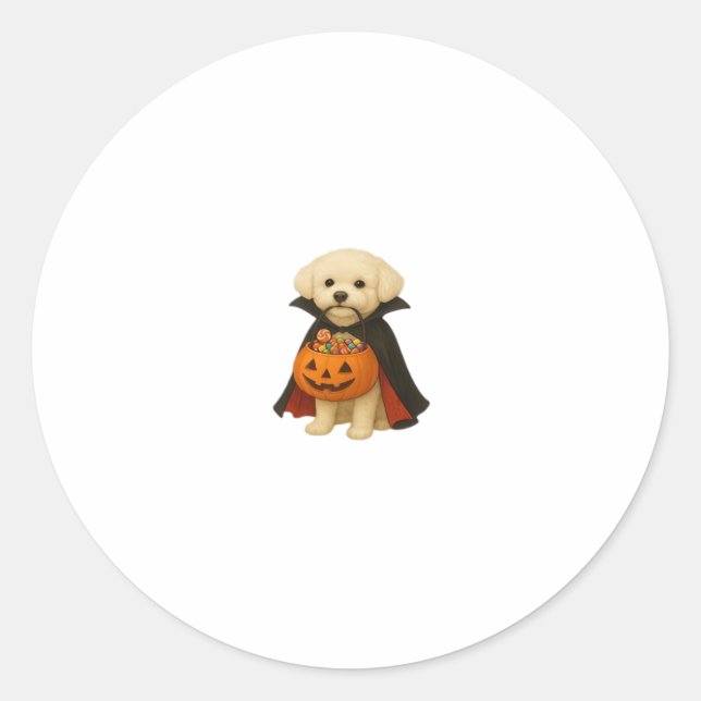 Adesivo Bichon Frisé Halloween Vampire Pup com Pumpkin Ba (Frente)