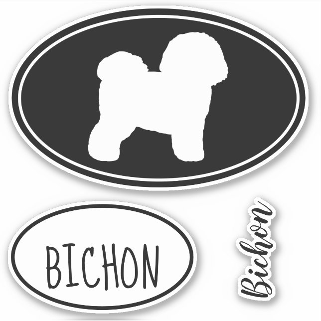 Adesivo Bichon Frise Silhouette Vinyl Sticker Set (Frente)